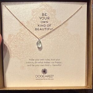 Dogeared Gold Necklace with Clear Teardrop Charm